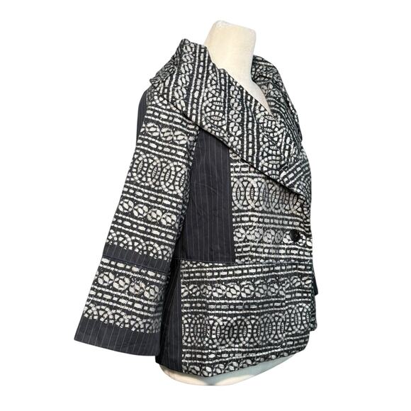 Burning Torch Cropped Blazer Jacket Women Med Artsy Boho Event Statement Collar - Picture 7 of 12